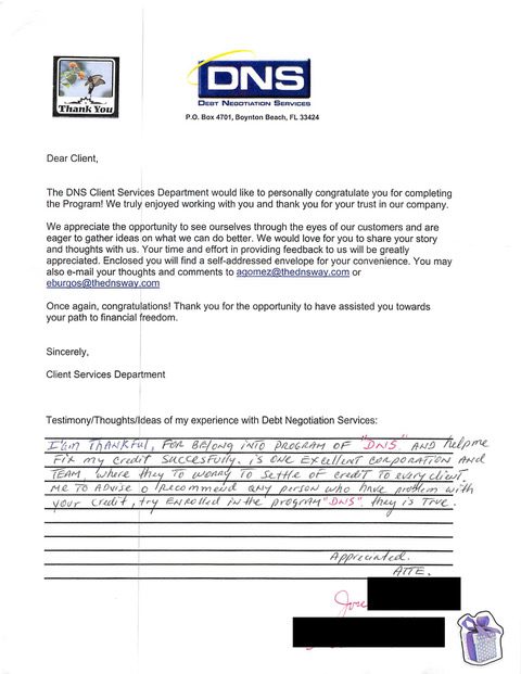Handwritten client testimonial letter #16