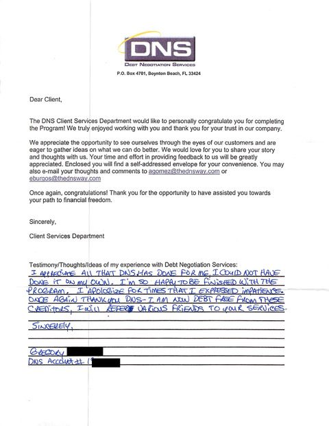 Handwritten client testimonial letter #12