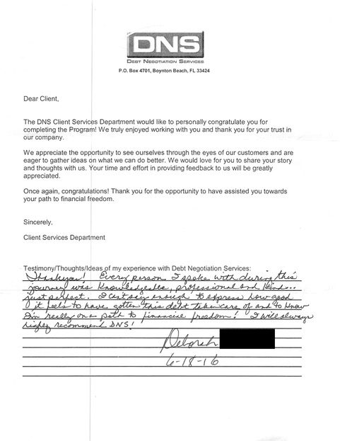 Handwritten client testimonial letter #8