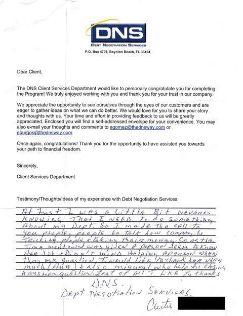 Handwritten client testimonial letter #7