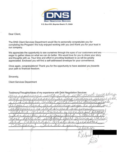 Handwritten client testimonial letter #9