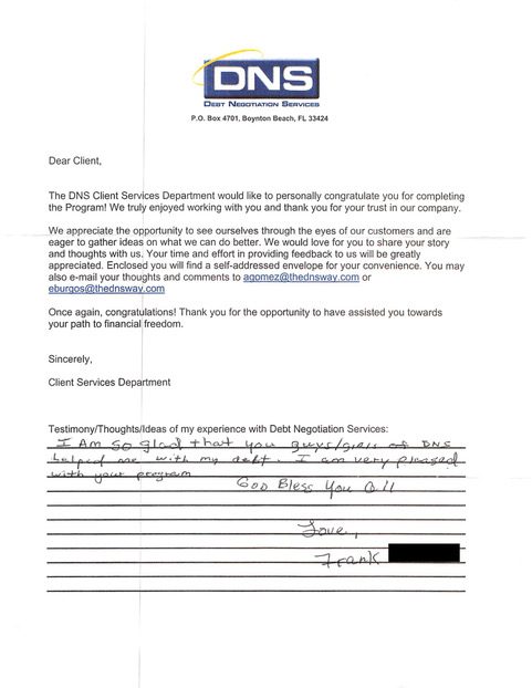 Handwritten client testimonial letter #2