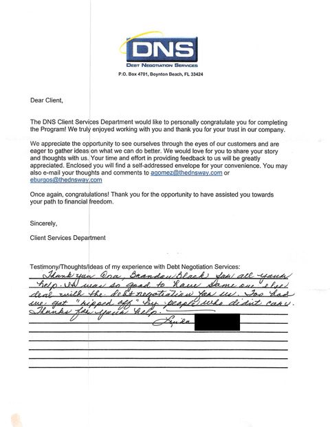 Handwritten client testimonial letter #4