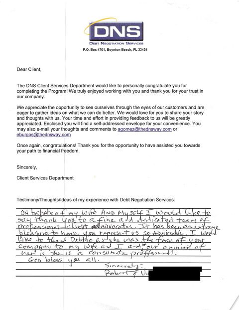 Handwritten client testimonial letter #20