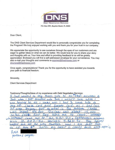 Handwritten client testimonial letter #11