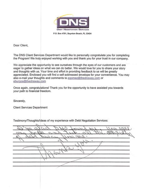 Handwritten client testimonial letter #14