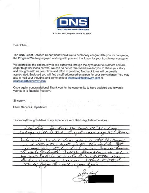 Handwritten client testimonial letter #15