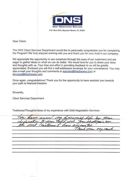 Handwritten client testimonial letter #3