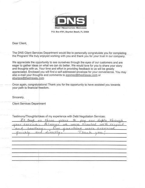 Handwritten client testimonial letter #5