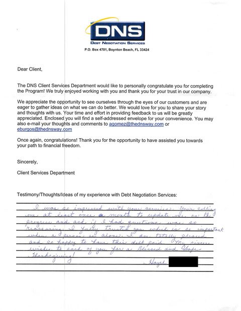 Handwritten client testimonial letter #6
