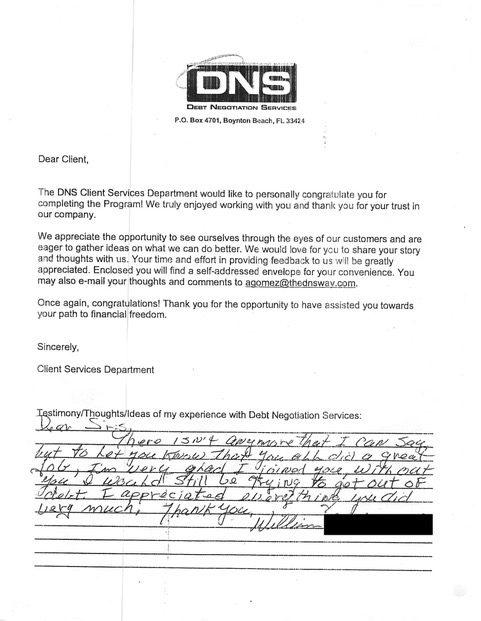 Handwritten client testimonial letter #22
