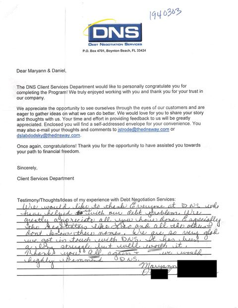 Handwritten client testimonial letter #18