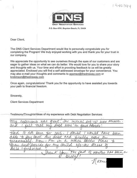 Handwritten client testimonial letter #19